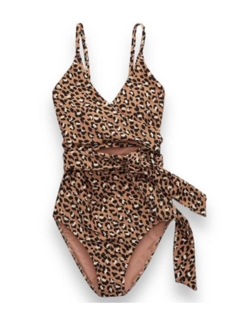 Aerie Leopard Print One-Piece Swimsuit with Waist Tie -